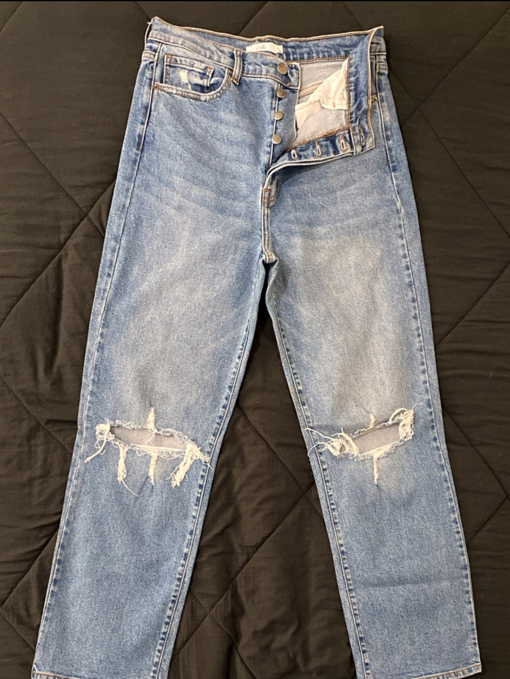 Cello Light Blue Straight-Leg Ripped Jeans